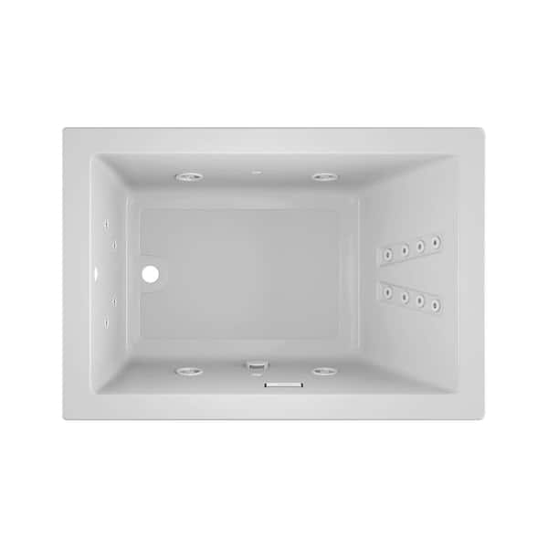 SOLNA 60 in. x 42 in. Acrylic Rectangular Drop-in Reversible Whirlpool Bathtub in White