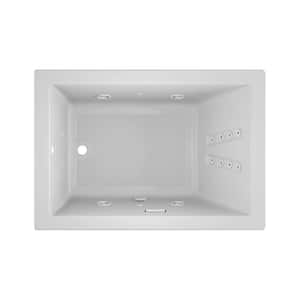 SOLNA 60 in. x 42 in. Acrylic Rectangular Drop-in Reversible Whirlpool Bathtub in White