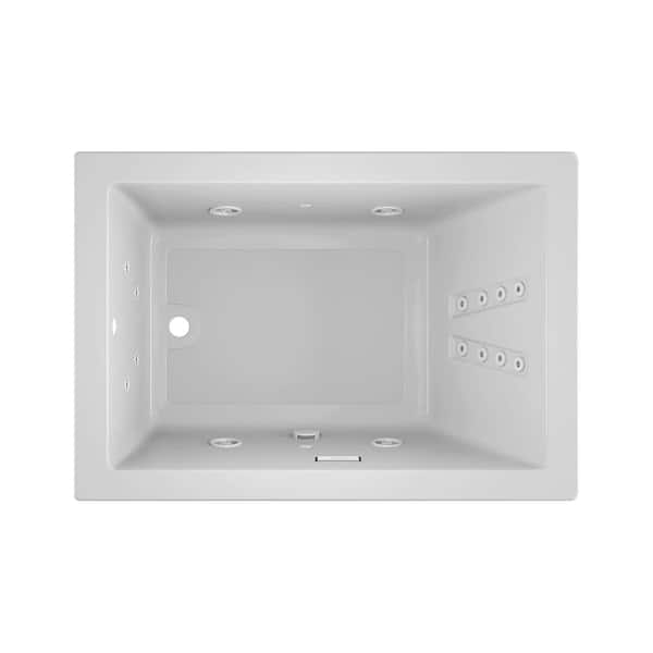 JACUZZI SOLNA 60 in. x 42 in. Acrylic Rectangular Drop-in Reversible Whirlpool Bathtub in White