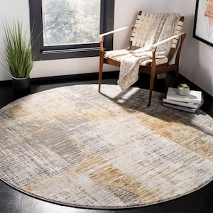 Craft Gray/Beige 4 ft. x 4 ft. Plaid Abstract Round Area Rug
