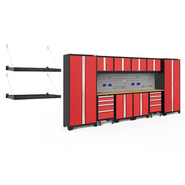 NewAge Products Bold Series 156 in. W x 76.75 in. H x 18 in. D 24-Gauge Steel Garage Cabinet Set in Red (12-Piece)
