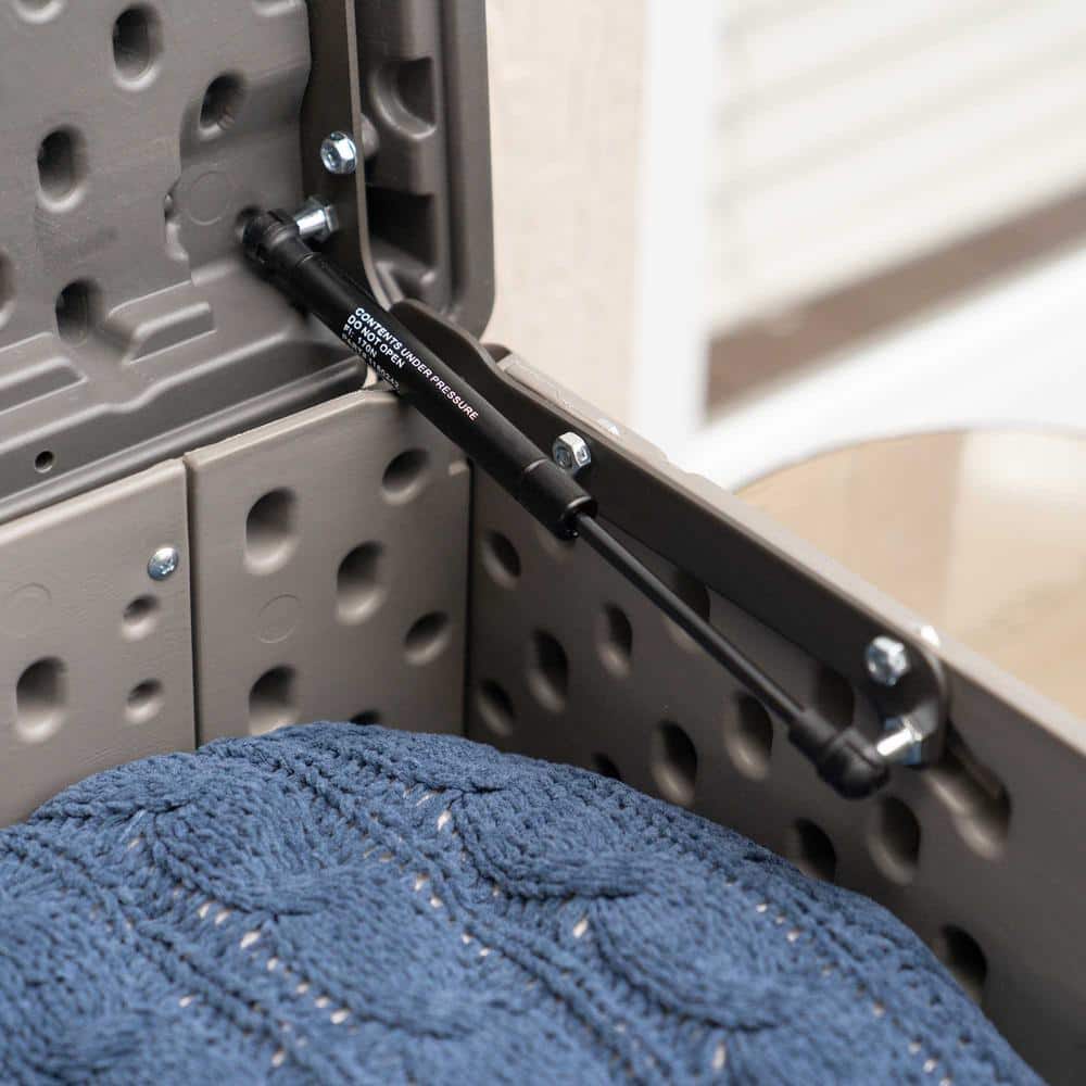 Gray Lockable Resin Deck Box and Bench 150 Gallon