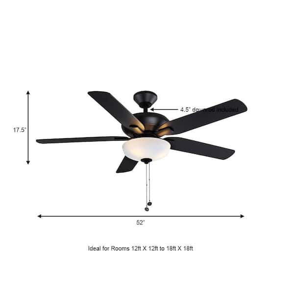 Hampton Bay Holly Springs 52 in. LED Matte Black Ceiling Fan 57264