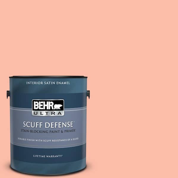 BEHR ULTRA 1 gal. #200A-3 Blushing Apricot Extra Durable Satin Enamel Interior Paint & Primer