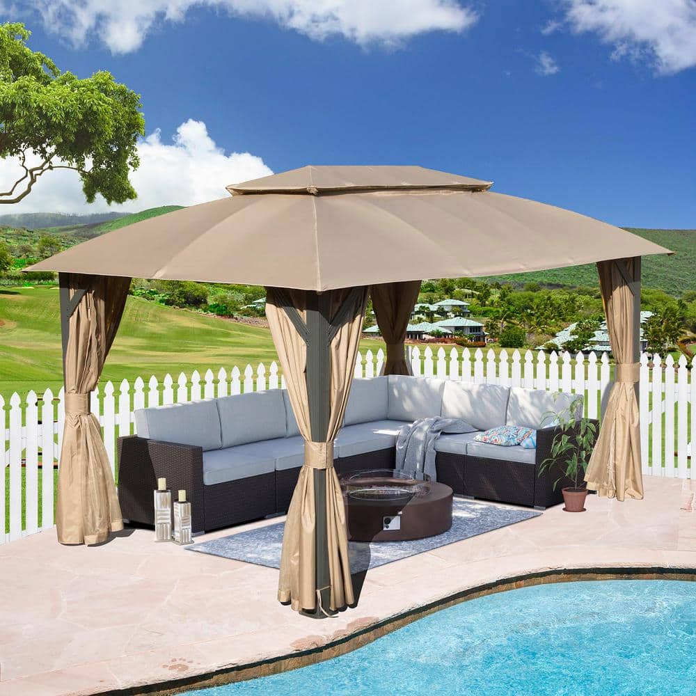 10 ft x 14 ft Nude Steel Folding Canopy Gazebo