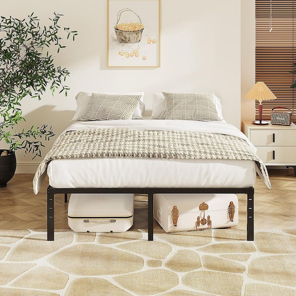 12 in. Black Metal Frame Full Platform Bed No Box Spring Needed