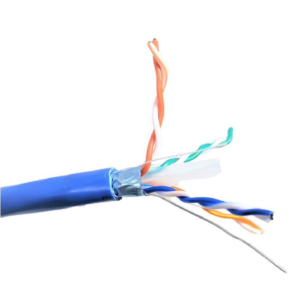 Micro Connectors 250 ft Cat 6 Solid STP Outdoor 23AWG Bulk Ethernet Cable -Blue (TR4-560BLOU-250)