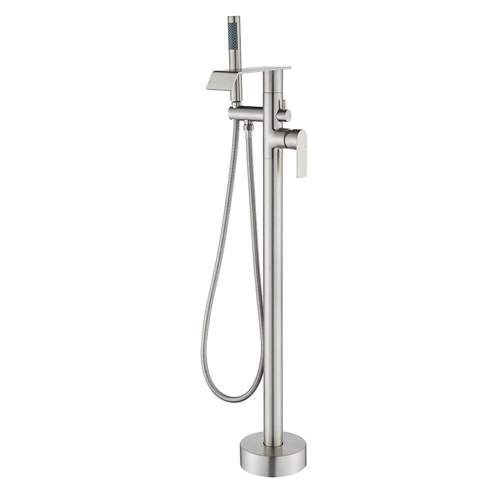Single-Handle Claw Foot Tub Faucet with Hand Shower, Waterfall Claw Foot Freestanding Tub Faucet in Brushed Nickel price history on PriceWatchPro