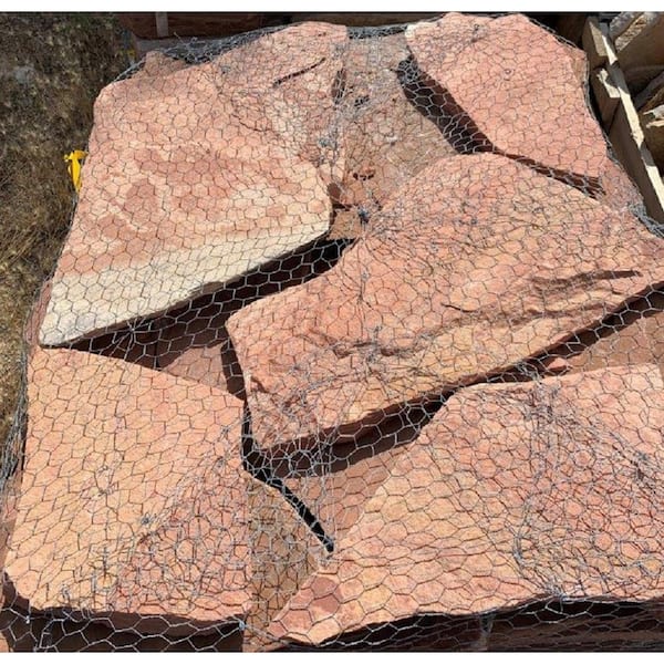 Unbranded Park City Red 2 in. Flagstone 6-12 in. x 12-15 in. Stepping Stone Pallet of 2000 lbs.