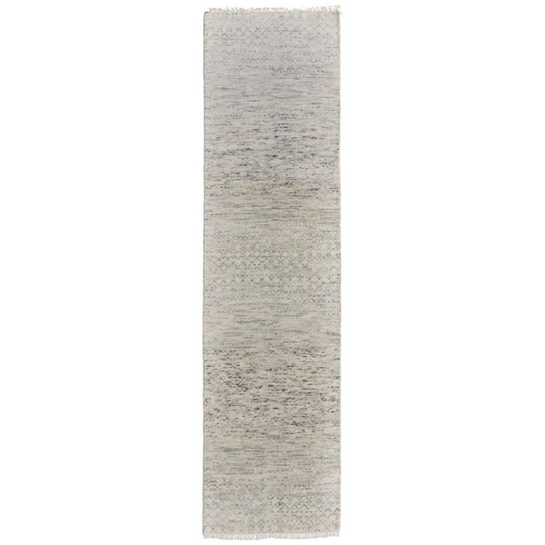 2 ft. x 10 ft. Ivory Solid Color Washable Area Rug