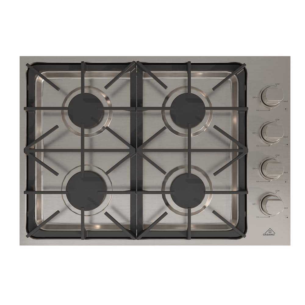 30 in. 4 Burners Smooth Top Cooktop Surface Control Gas Cooktop in Stainless Steel