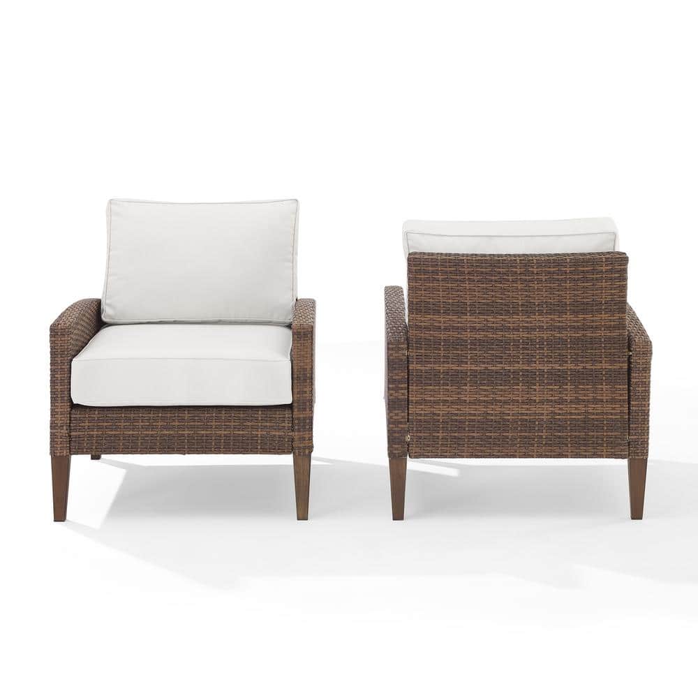 Capella Cream and Gray Wicker Patio Chair Set with Cushions