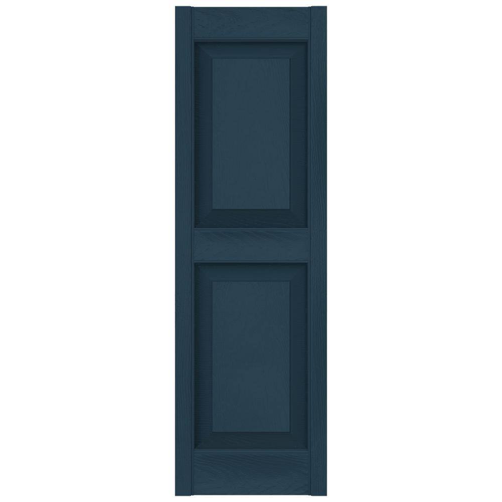 Classic Blue Vinyl Raised Panel Exterior Shutters, 51" x 14.75" (Set of 2)