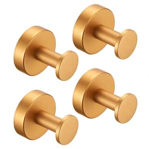 Single Towel Hook Knob in Brushed Gold with Screws for Bathroom (4-Pack)