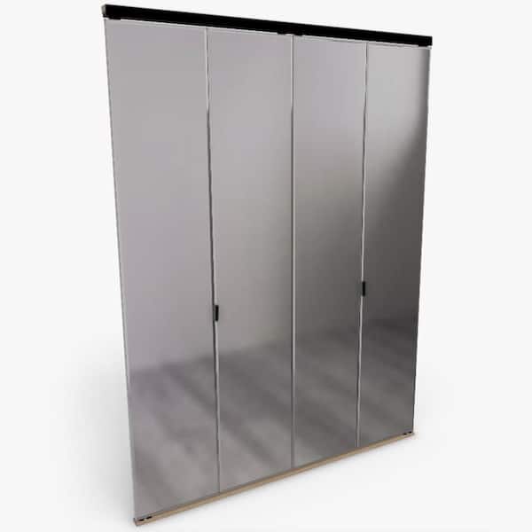 60 in. x 80 in. Beveled Edge Frameless Full Lite Mirror Solid Core MDF Interior Closet Bi-fold Door with Black Trim