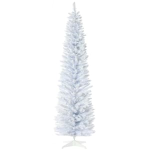 7 ft. Unlit White Artificial Christmas Tree with Realistic Branches and Plastic Base Stand