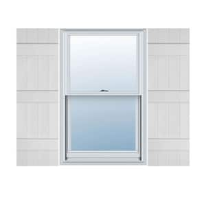 14 in. W x 52 in. H TailorMade Vinyl 4 Board Joined (2 Batten), Board-n-Batten Shutters Pair in White