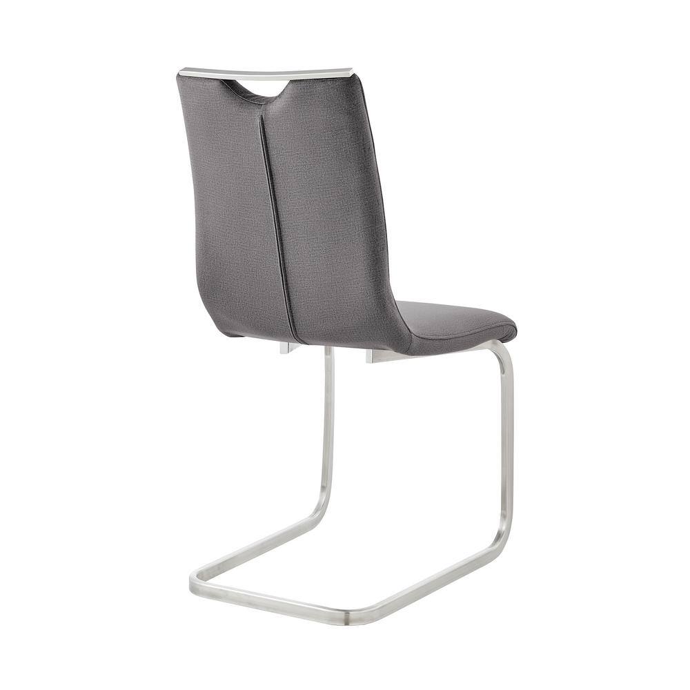 Gray Faux Leather Parsons Side Chair with Metal Frame