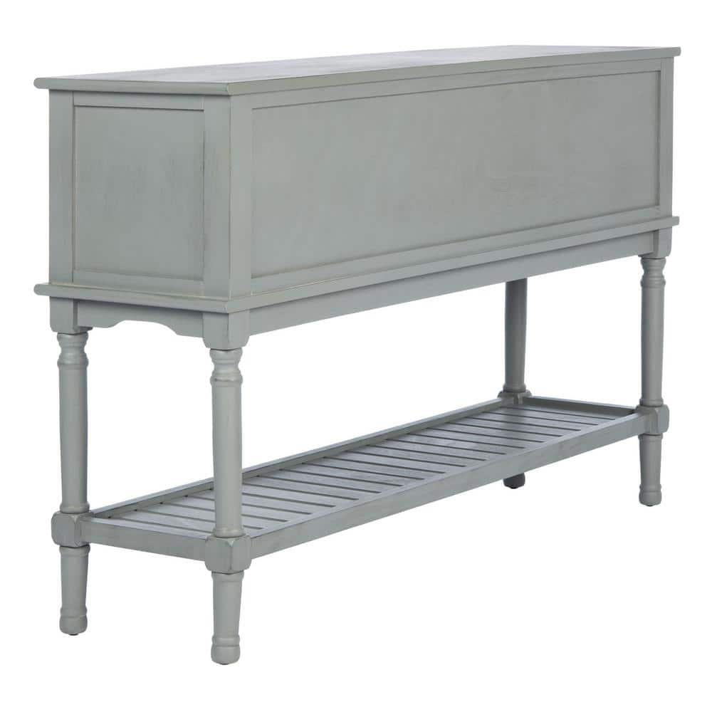 Distressed Gray Wood and Metal Hallway Table with Storage