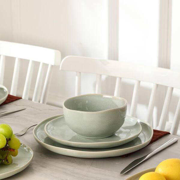 STONE LAIN Mirella 12-Piece Light Green Stoneware Dinnerware Set