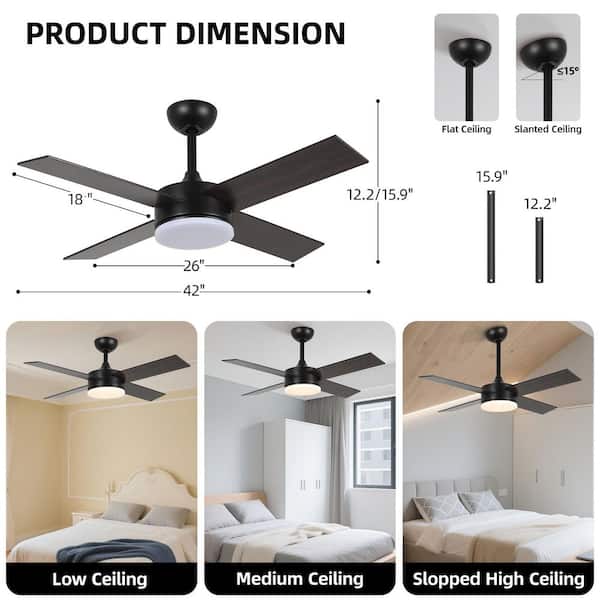 Jushua 42 in. Color Changing Integrated LED Indoor Matte Black