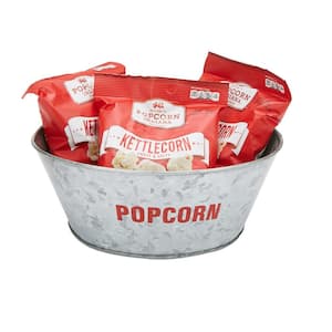 10 in. 88 fl. oz. Silver Galvanized Metal Popcorn Serving Bowl