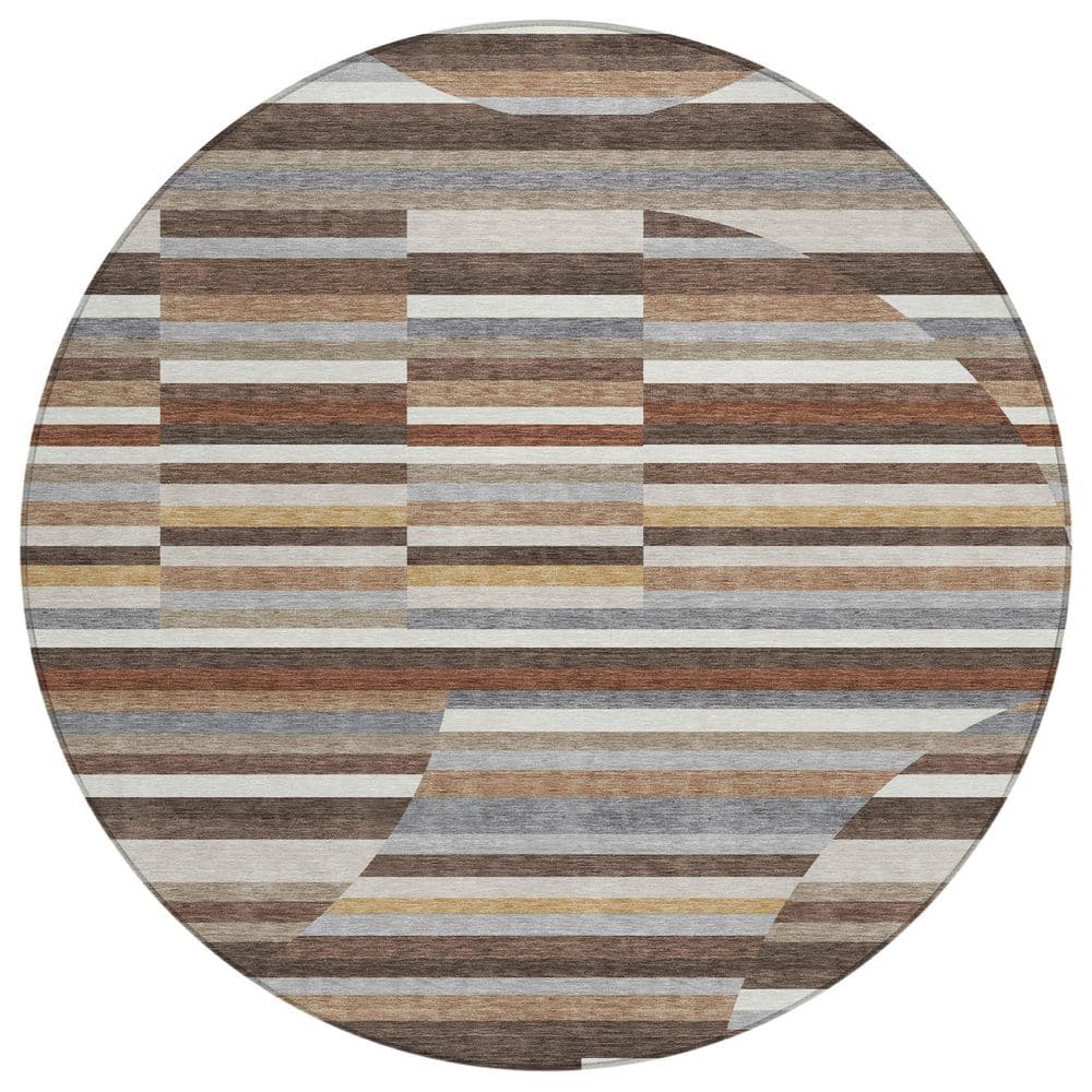 Chantille Machine Washable Indoor/Outdoor Abstract ACN2600 Fudge 8 ft. x 8 ft. Round Rug price history on PriceWatchPro