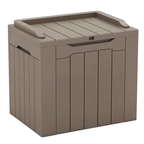 Unbranded 30 Gal. Brown Waterproof Resin Deck Box with Lockable Lid and Side Handles