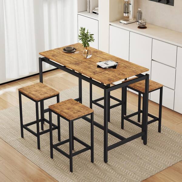 Nestfair 5-Piece Brown MDF Top Compact Bar Table Set Seats 4