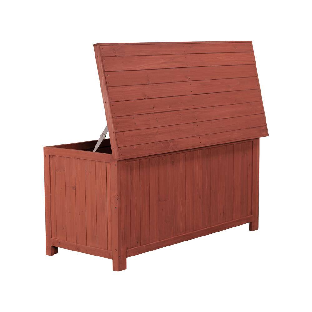 Medium Brown Cypress Wood Deck Storage Box with Ventilated Panels