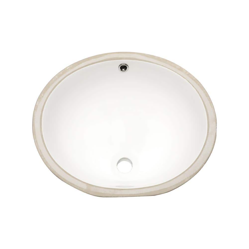 Sarlai 19 in. White Oval Porcelain Ceramic Undermount Bathroom