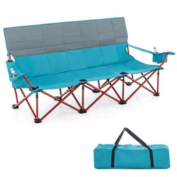 Cisvio 3 Person Folding Camping Chair with 2 Cup Holders Cotton Padding & Storage Bag