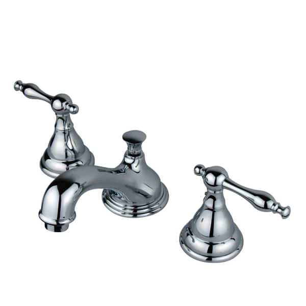 Kingston Brass Traditional 8 In Widespread 2 Handle Bathroom Faucet Chrome Hks5561nl The Home Depot - Widespread Bathroom Sink Faucet With Traditional Lever Handles