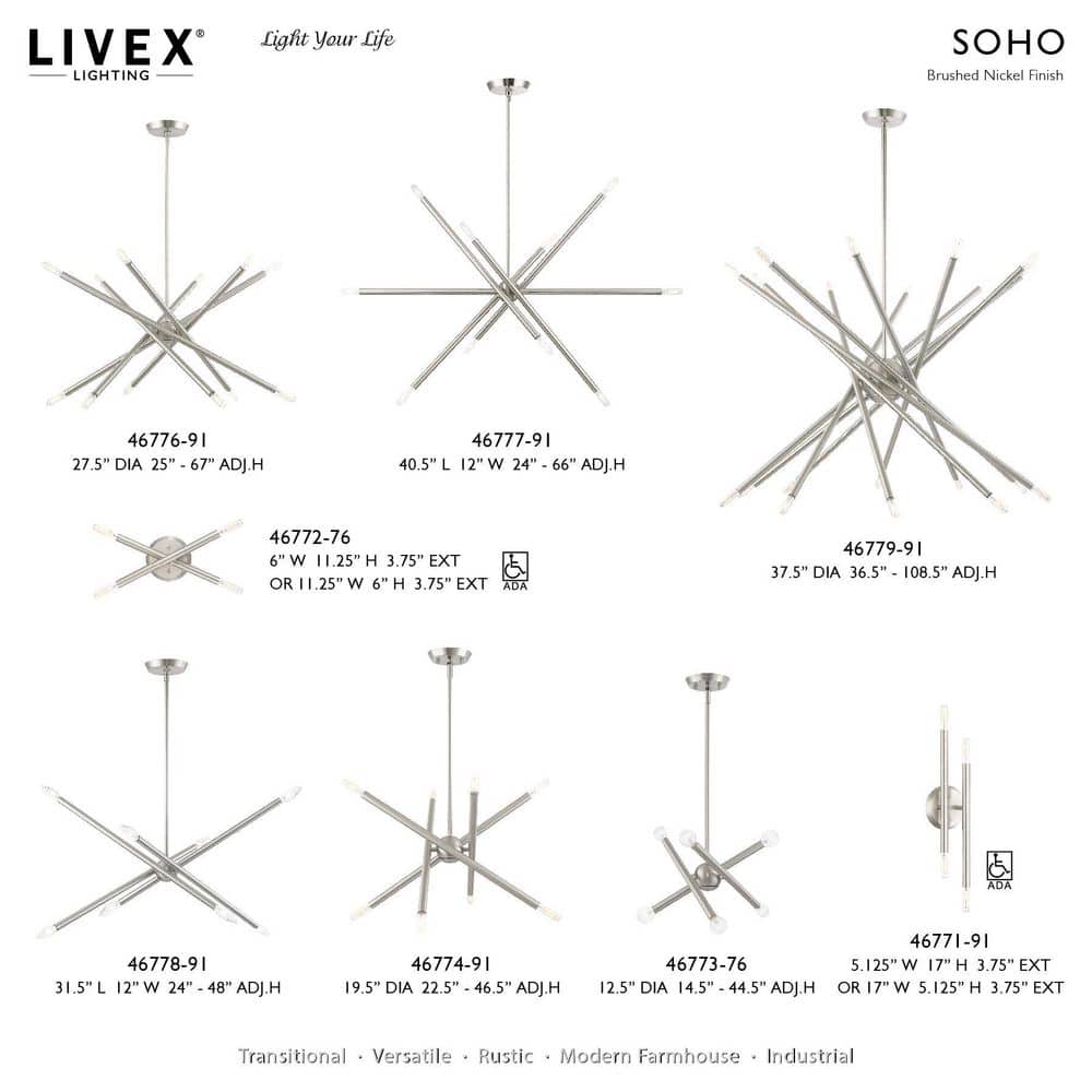 Soho Brushed Nickel 4-Light Asymmetrical Wall Sconce
