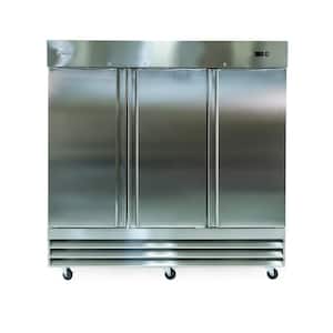 81 in. W 72 cu. ft. 3-Door Commercial Refrigerator in Stainless Steel
