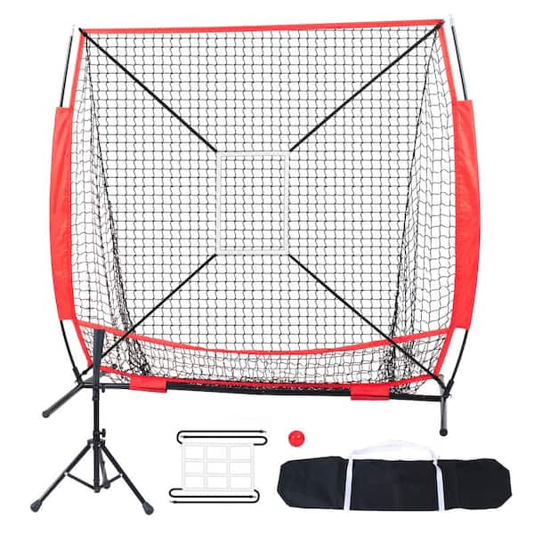 5 ft. x 5 ft. Baseball Softball Practice Net, Portable Training Net, with Accessories and Carry Bag