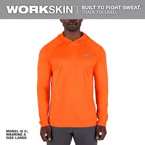 Milwaukee Men's WORKSKIN Orange XL Hooded Sun Shirt M550A-XL - The