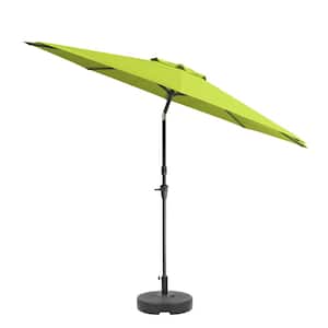 10 ft. Aluminum Wind Resistant Market Tilting Patio Umbrella and Base in Lime Green
