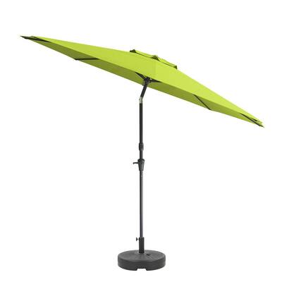 10 ft. Aluminum Market UV and Wind Resistant Tilting Patio Umbrella and Base in Lime Green