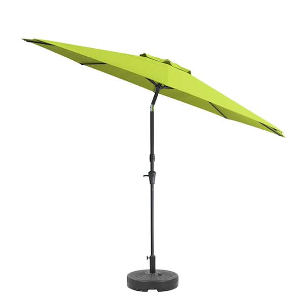 CorLiving 10 ft. Aluminum Wind Resistant Market Tilting Patio Umbrella and Base in Lime Green