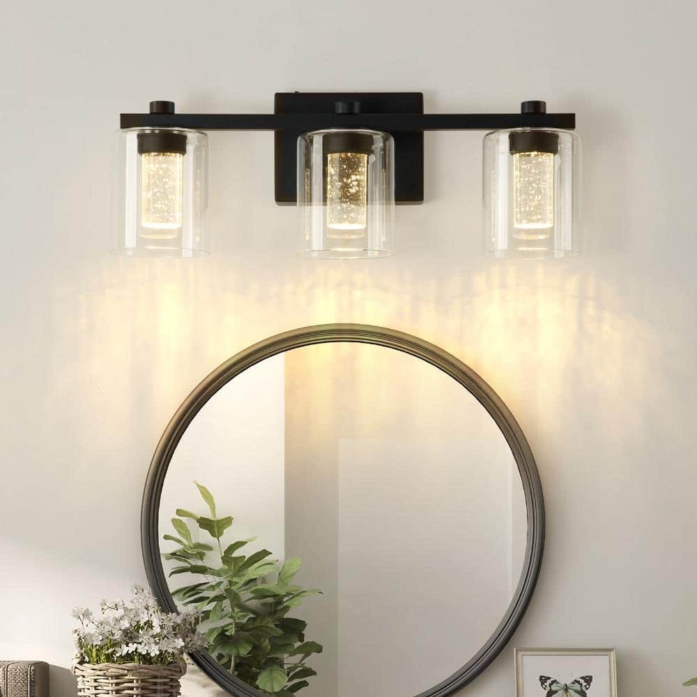 Crystal Series 13.39 in. 3-Light Sand Black LED Vanity Light Bar with Glass Shade, 3000-6000K Dimmable price history on PriceWatchPro