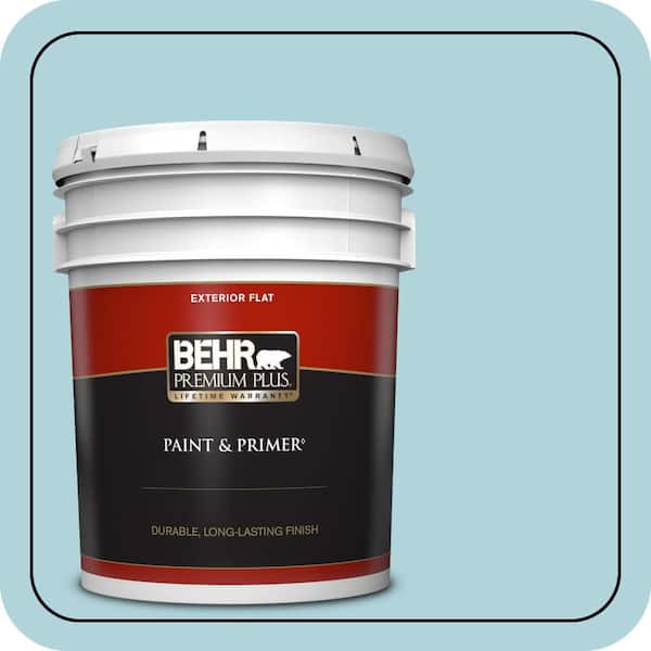 BEHR PREMIUM PLUS 5 gal. #520E-2 Tropical Breeze Flat Exterior Paint & Primer