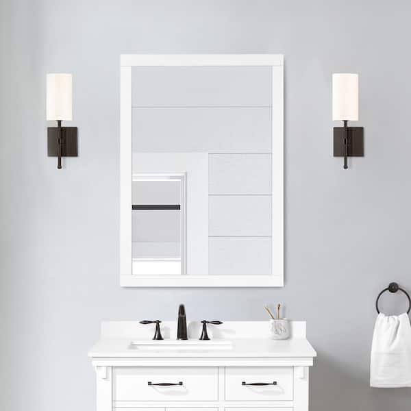 Home Decorators Collection Bellington 40 In W X 28 H Framed Rectangular Bathroom Vanity Mirror White Mr - Home Decorator Bathroom Mirrors