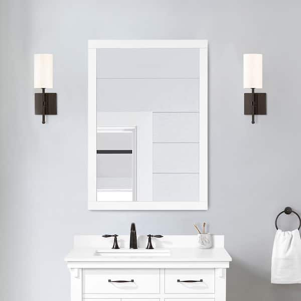 Bellington 40 in. W x 28 in. H Rectangular Framed Wall Mount Bathroom Vanity Mirror in White
