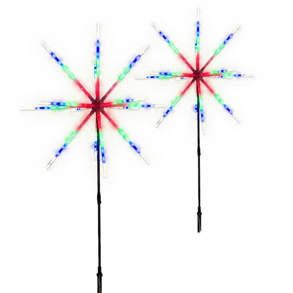 Pacific Accents 22 in. Sparkler LED Multi-Color Garden Light with Hanging Hooks Plus Ground Stakes Plus Remote Control