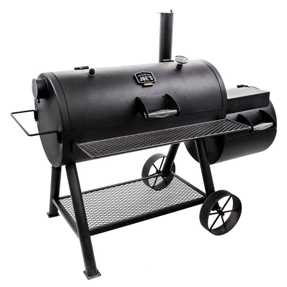 Longhorn Black Painted Steel Reverse Flow Offset Smoker Grill