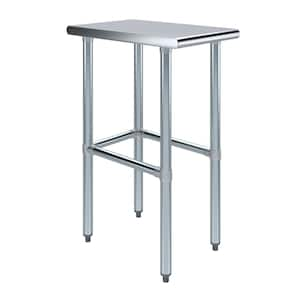 24 in. x 15 in. Stainless Steel Open Base Kitchen Utility Table Metal Prep Table