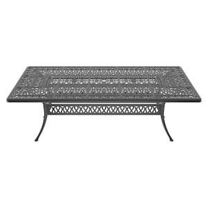 86.61 in. (L) x 42.32 in. (W) Black Rectangle Cast Aluminum Outdoor Dining Table
