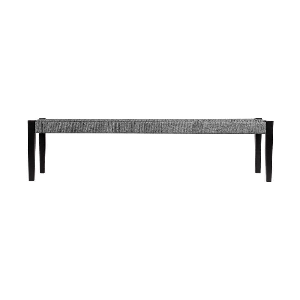 Gray Eucalyptus Wood Outdoor Accent Bench with Graduated Legs