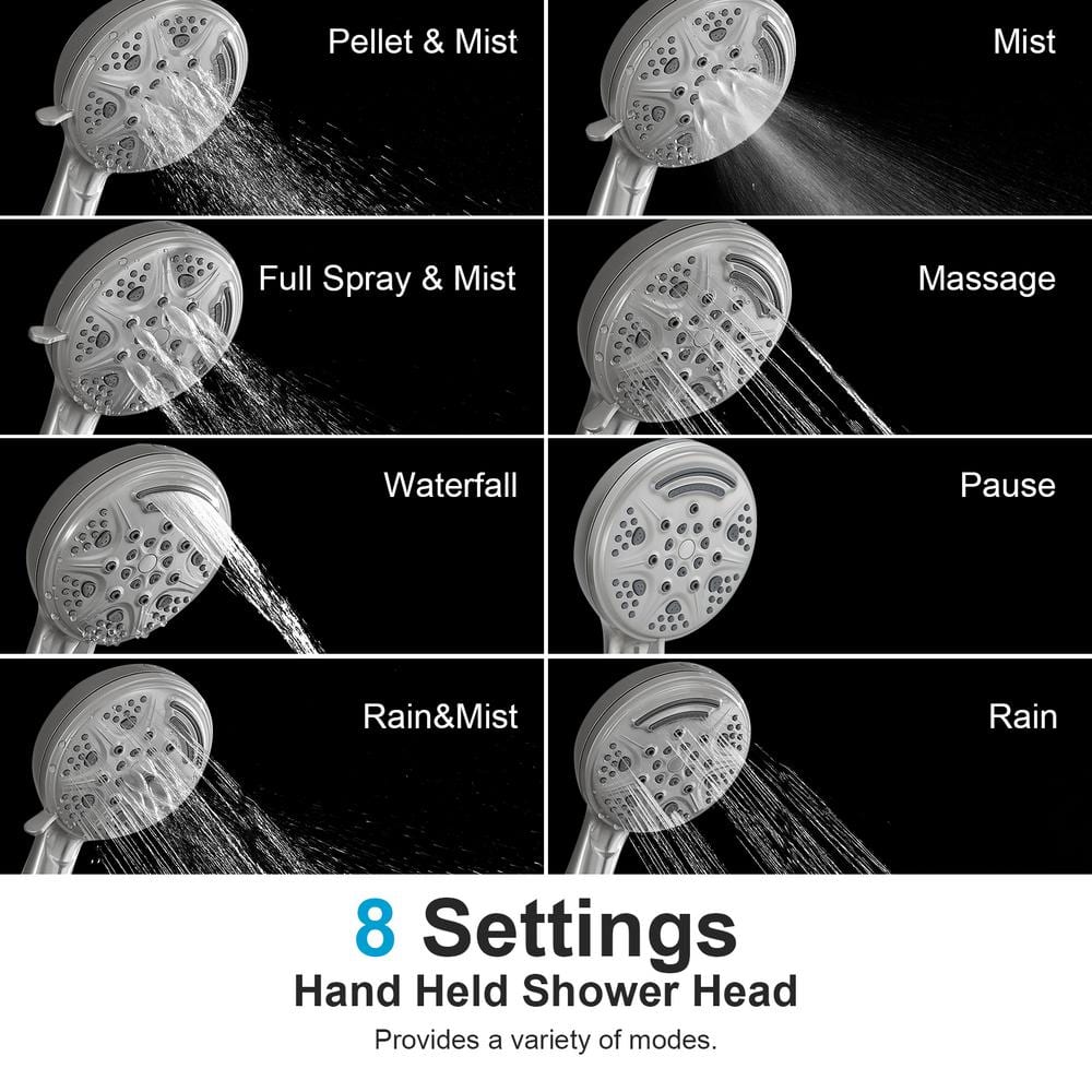 Brushed Nickel Dual Shower Head with Handheld and Rain Spray